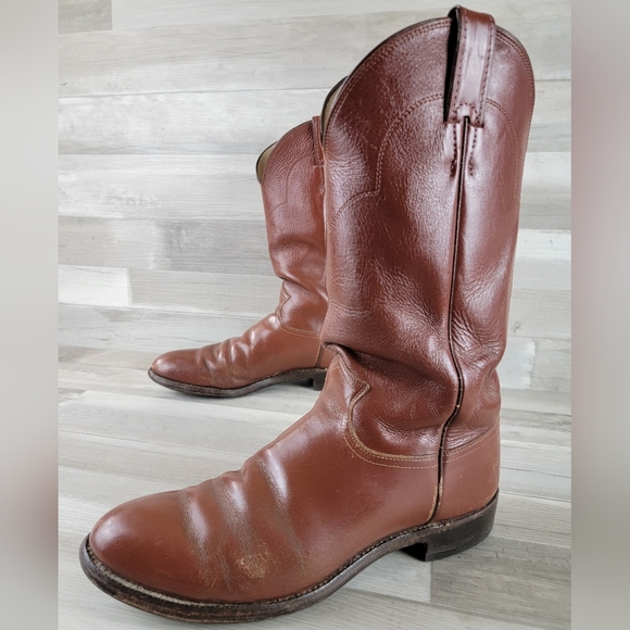 Vintage Justin Western Leather Cowboy Boots Size 10.5D USA Made - Picture 11 of 16